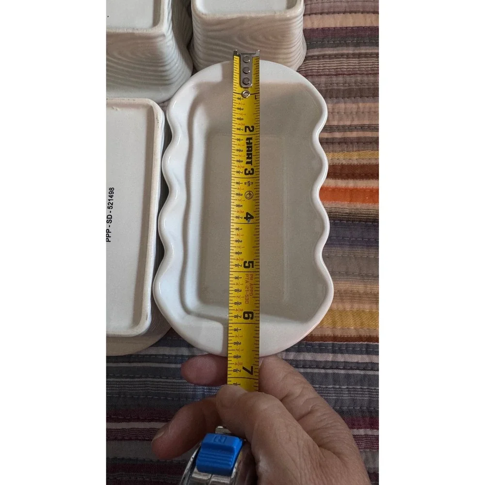 Temp-tations by Tara White Woodgrain Ceramic Mini Loaf Pans Set of 4 12oz 521498